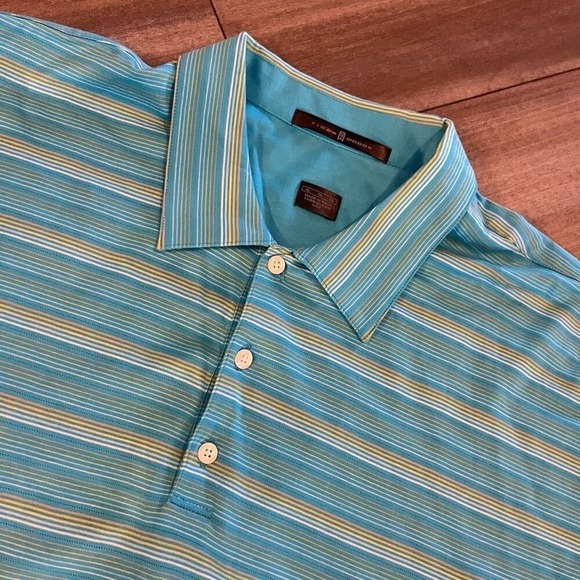 Nike Tiger Woods Stripe Athletic Workout Polo Men XL Bin E-8 - Picture 2 of 6